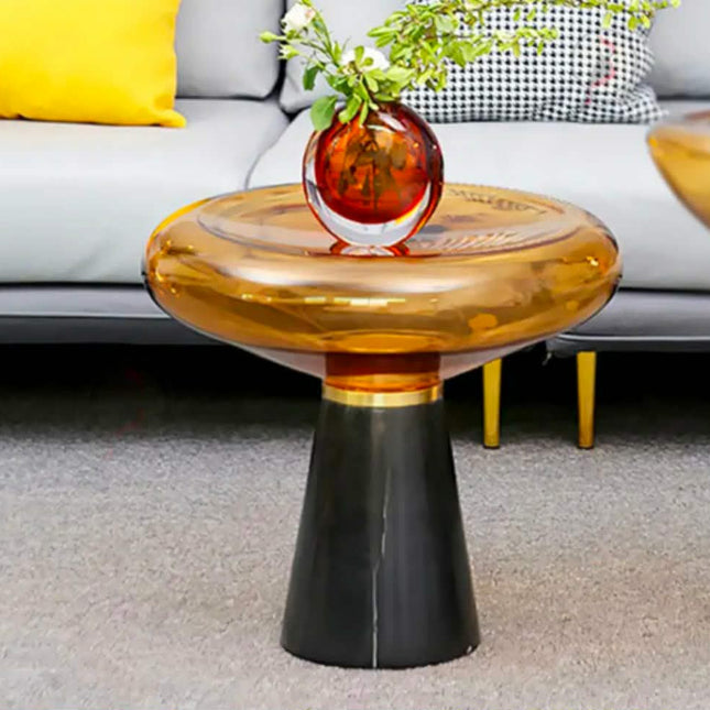 modern Sofa Side End Table Living Room Furniture Nordic Marble Base Nordic Luxury Tempered Glass Small Coffee Table For Home