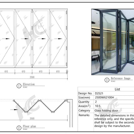 Professional Modern Thermal Break Bi-Fold Bathroom Door Aluminum Alloy Double Tempered Glass Waterproof Foldable