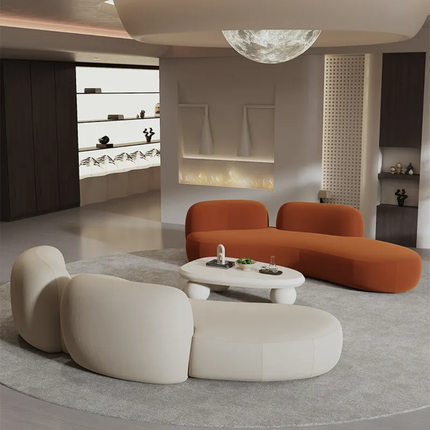 Neo-Modern Stellar Lounge Dynamic Organic Form Premium Seating Collection with Celestial Glow Fixture
