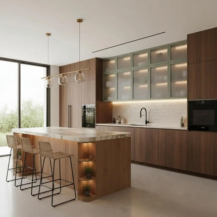 BNITM Premium Custom Kitchen with Sink Eco-Friendly Modular Design for High-End Homes and Luxury Residential Use