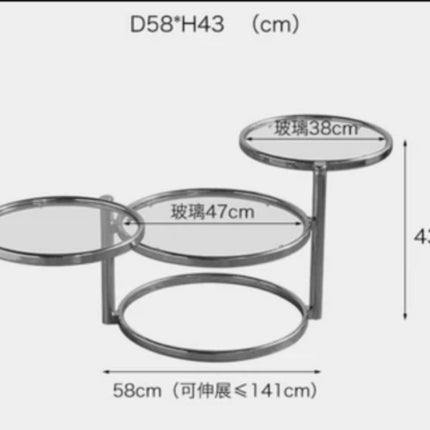 Rotating Creative Small Coffee Table Round Tempered Glass Middle-Aged Home Small Apartment Side Table