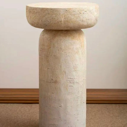 Nordic Faux Travertine Side Table Coffee Table, Modern Minimalist Living Room Home Furniture