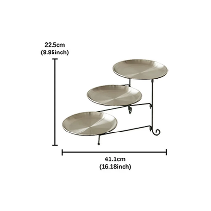 Modern Three Layer Fruit Cake Plate, Artistic And Luxurious Stainless Steel and Iron Detachable and Foldable Dessert Plate