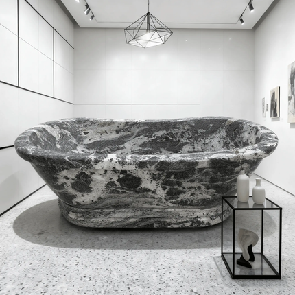 Custom High Quality Luxury Natural Marble Freestanding Bathtub For Modern Villa Bathrooms Soaking Function With Drainer