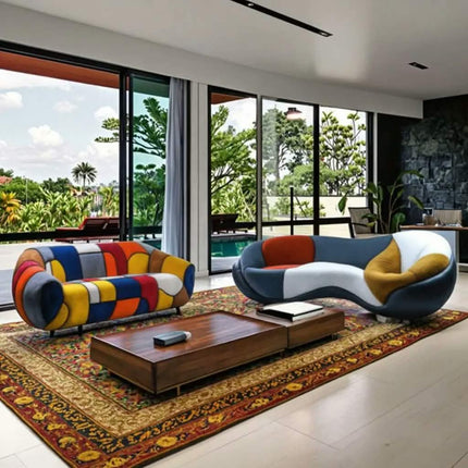 Picasso Elements Original Luxury Villa-Style Abstractionism High Quality Fabric Modular Sofa Set Foam Filling For Living Room