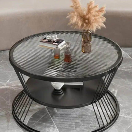 Metal Frame Coffee Table With 2-Tier Open Storage