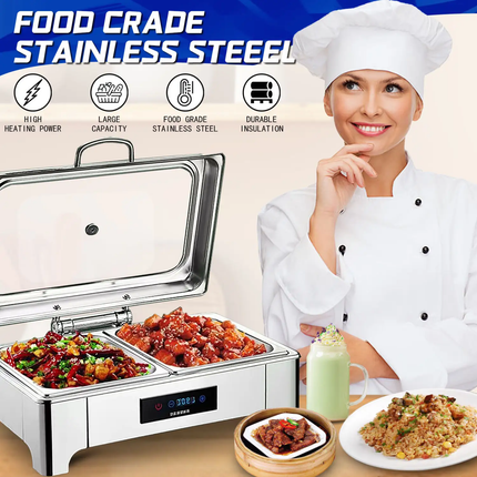 New Customizable Stainless Steel Electric Food Warmer-Large Capacity Buffet Heating Pot With Temp Display For Hotel Catering