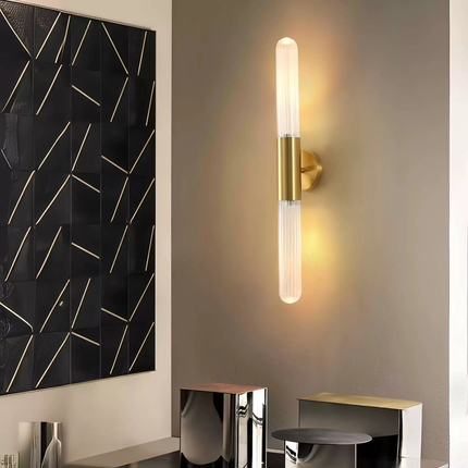 Modern Simple Light Luxury Decorative Custom Iron Glass Long Tube Wall Lamp For Hotel Corridor Bedroom Bedside Sofa