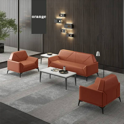 Modern Minimalist Comfortable Leather Modular Three Seat Office Sofa Commercial Hotel Apartment Living Room Home Office Dining