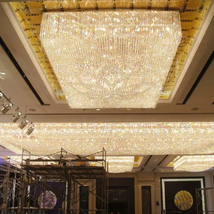 Modern LED Crystal Lamp Chandelier for Low Ceiling Square Shape for Hotel Meeting Rooms