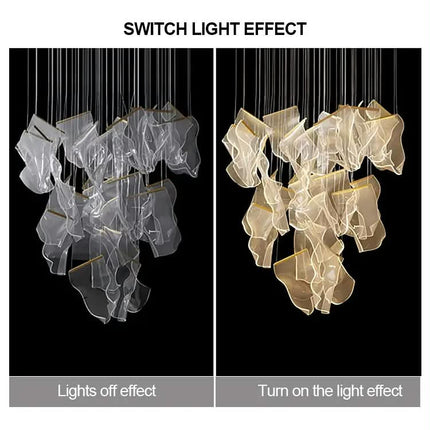 Modern Light Luxury Hanging Multiple Shapes Acrylic Custom Chandelier Hotel for Lobby Staircase