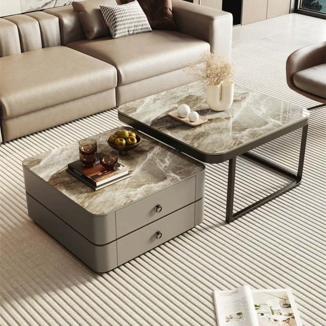 Made of concrete Luxury Modern Square Stone Coffee Table Simple Rock Tea Table For Living Room Center Table Home Furniture Durable Tables