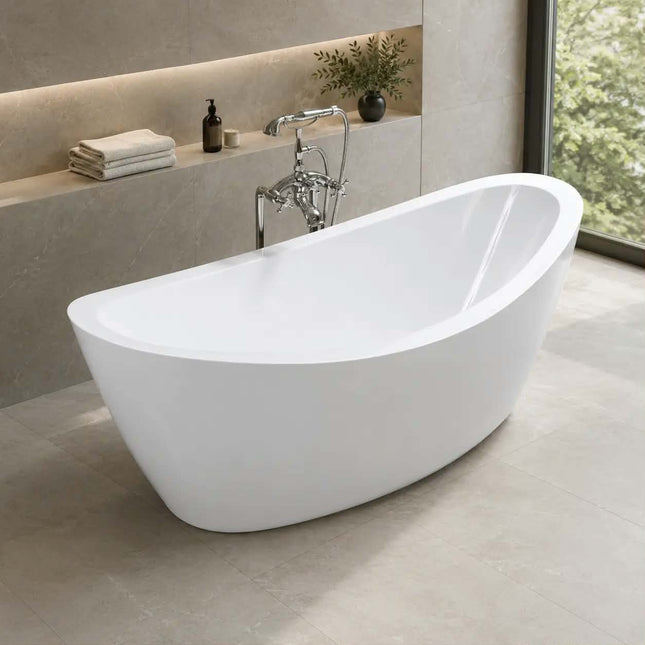 High Back Oval Freestanding Soaking Bathtub for Villa Project 180cm Acrylic OEM ODM Standalone