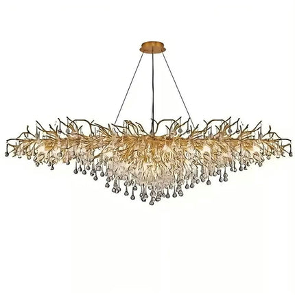 Modern Crystal Dining Room Chandelier Raindrop Tree Branch Light For Living Room Bedroom Hotel Lobby Crystal Chandelier Island