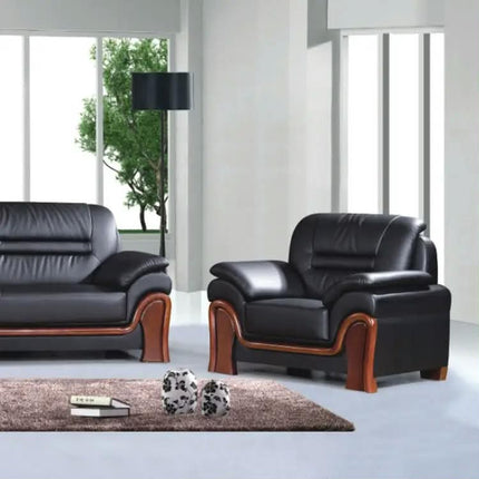 Executive Office Sofa Set PU Leather Wood Frame Traditional Design For Government Reception