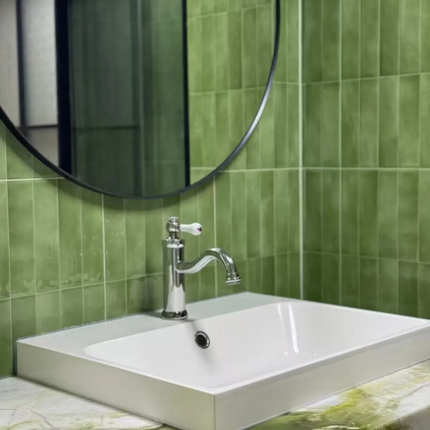 Azure Green Marble Freestanding Washbasin – With Base, Natural Stone, Customizable for Home, Hotel and Engineering Projects