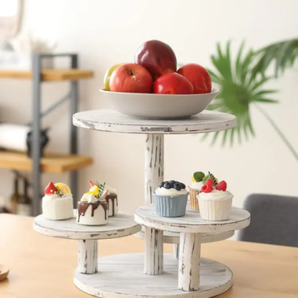 4 Tier Round Cupcake Tower Stand Wooden Cake Stand Rustic Cupcake Stand