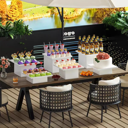 White Desert Table Acrylic Display Stand Outdoor Party Birthday Cake Stand Fruit Tray Storage Rack Manufacturer