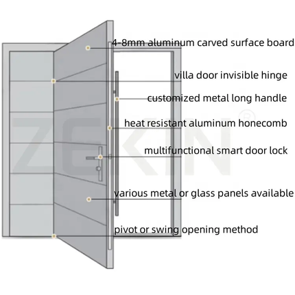 Customized Main Slab Wood Door For Houses Cast Aluminum Solid Wooden Doors Exterior Luxury Villa House Front Entry Doors