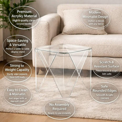 Modern Acrylic Side Table Clear Plastic End Table Minimalist Small Coffee Table For Living Room Furniture