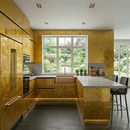 China Flat Pack Modern Home Complete Custom Kitchen Cupboard Set Luxury Wood Glass Dining Faucet Kitchen Cabinet