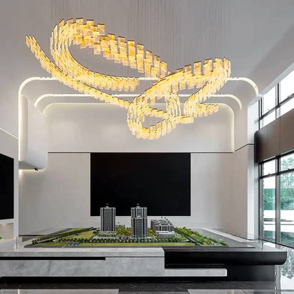 Modern Designer Custom Art Simple Acrylic Style Spiral Pendant Chandelier Lamp Pendant Light for Hotel Villa Hall Living Room