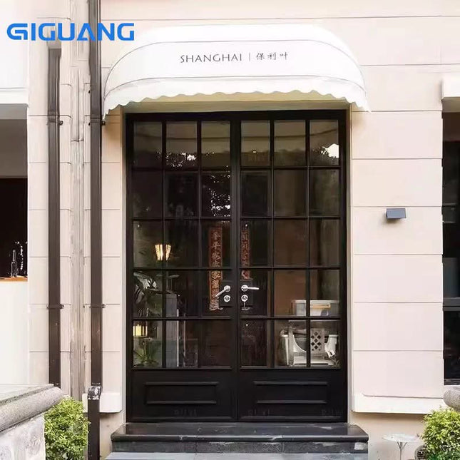 French Retro Iron Metal Stainless Steel Entry Door Customization Size Color Double Doors For Shop Commercial Use
