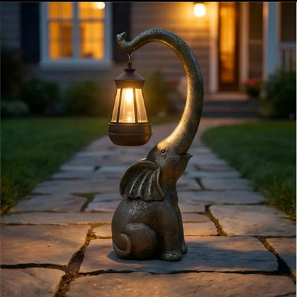 IP44 Solar Powered Outdoor Garden Elephant Statues Perfect Christmas Gift For Women Courtyard Sculpture Landscape Decor Light