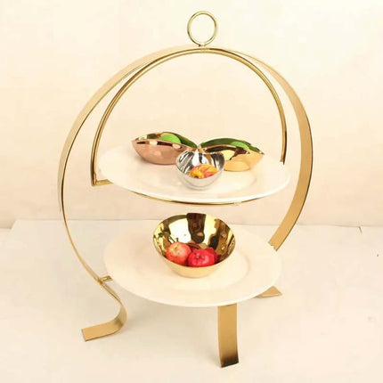British Luxury Afternoon Tea Dim Sum Rack Three-Layer Tray Plate Cake Tea Break Dessert Display Stand Hotel