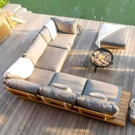 Modern Aluminum Modular 2-Seater Outdoor Lounge Patio Sectional Sofa Set with Washable Thick Cushions