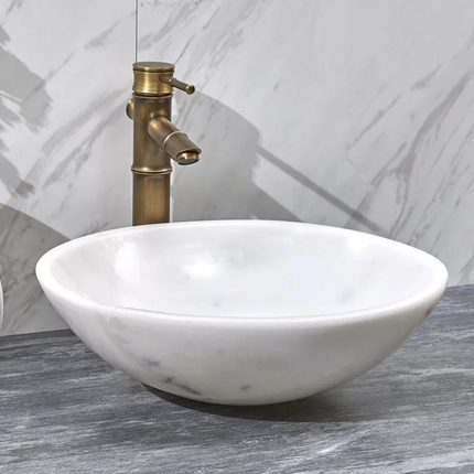 White Color Round Shape Counter Top Art Stone Sink Bathroom WashBasin Wash Basin Marble Basin