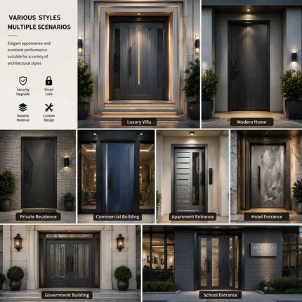 Customized Modern Security Residential Villa Stainless Steel Exterior Anti-Theft Entry Door For Houses Hotel