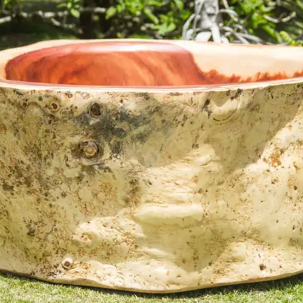 Handcrafted Unique Elegant Luxurious Exotic Timber Whole Solid Suar Epoxy Wood Freestanding Bathtub Soaking Outdoor