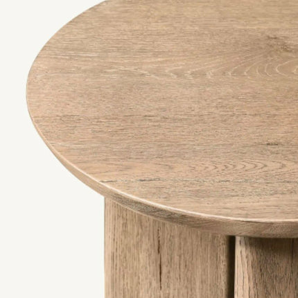 OEM Contemporary Sculpture Curves Design European Knotty Oak Handcrafted Bora Round Side Table