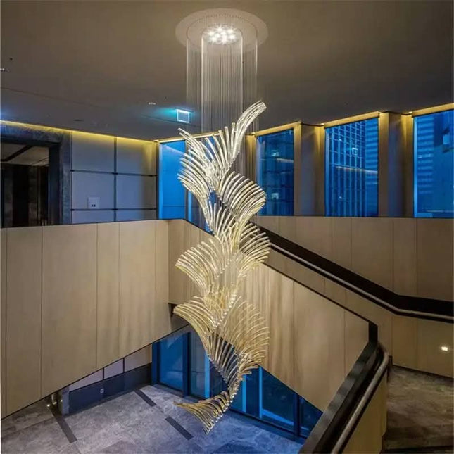 Modern Glass Tube Pendant Chandelier Luxury Living Room High Ceiling Large Light