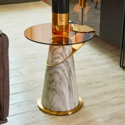 New Elegant Home Corner Table Italian Minimalist Modern Rotating Foldable Living Room Stone-Effect Surface Ultra-Slim