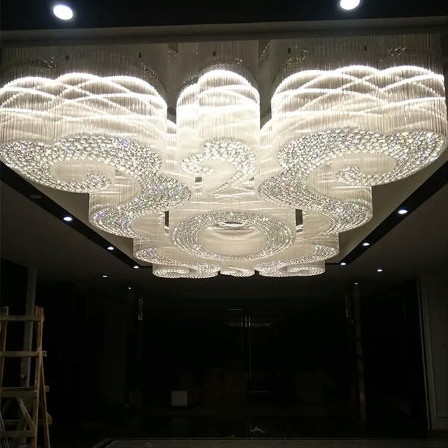 Custom Luxury Island Panel High Ceiling Chandelier Light Chinese Style Decoration for Weddings for Home Use
