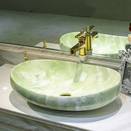 High Quality Bathroom Sink Bathroom Hand Basin Above Counter Installation Porcelain Vanity Marble Pattern Basins