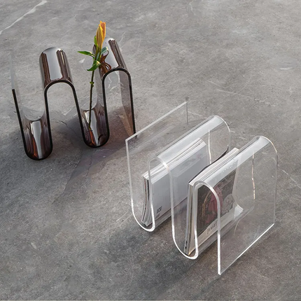 Acrylic Transparent Coffee Table Book Shelf Modern Undulating Easy to Clean Home Decor Living Room Side Table
