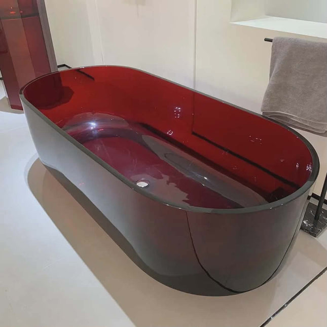 Glossy Burgundy Resin Tub Italian Design Exclusive Refined Sophisticated Living Masterpiece