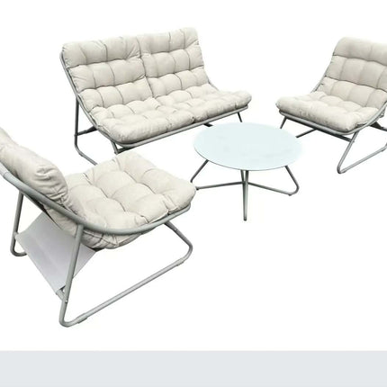 Durable Outdoor Conversation Sofa Set Modern Metal Garden Patio Furniture & Comfortable Recliner