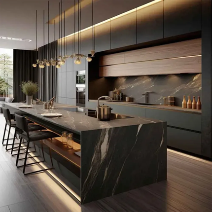 Modern Shaker Style Custom Shaker Cabinets Complete Kitchen Set Lacquer Plywood Solid Wood Kitchen Cupboard For Villa