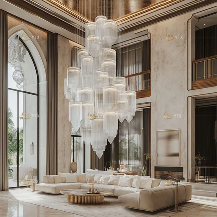 Modern Art Glass Pendant Banquet Hall Chandelier for Living Room Hotels Lobby Reception Desk
