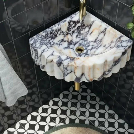 Bathroom Luxury Calacatta Marble Wall-Hung Sink – Natural Stone, Custom Shape, Elegant Design for Premium Decoration