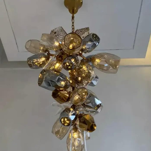 American Design Crystal Decorative Blown Creative Glass Ball Shade Chandelier Pendant Light for Villa Hotel Living Room