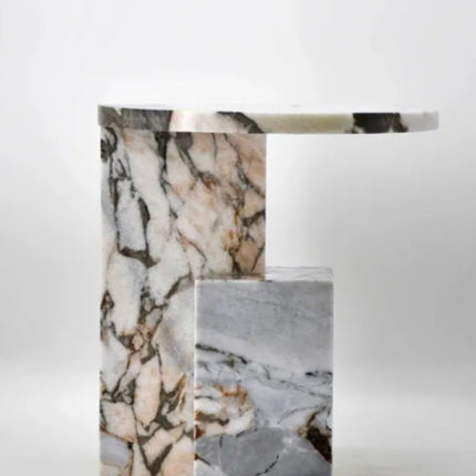 STONEKOCC in Stock D45xH52CM Luxury 100% Elephant White Natural Marble Stone Side Coffee Table Tea Desk Modern Furniture