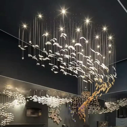 Light Lamp Fixtures Glass Engineering Chandelier Art Large Lighting Unique Hanging Pendant Strained Modern drop Lights