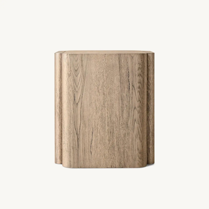 OEM Contemporary Sculpture Curves Design European Knotty Oak Handcrafted Bora Round Side Table