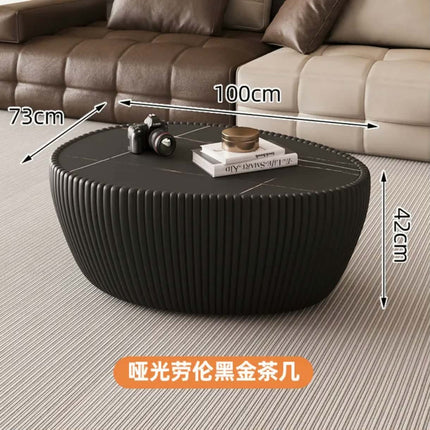 Made of FiberGlass Modern Wood & Marble Top Groose Egg Shape Orange Coffee Table For Living Room Home Furniture