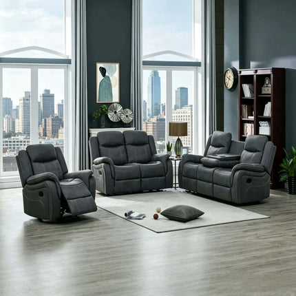 Modern Air Leather Recliner Sofa Set 1 2 3 Seater Manual Reclining Couch With Cupholder for Living Room Home Furniture